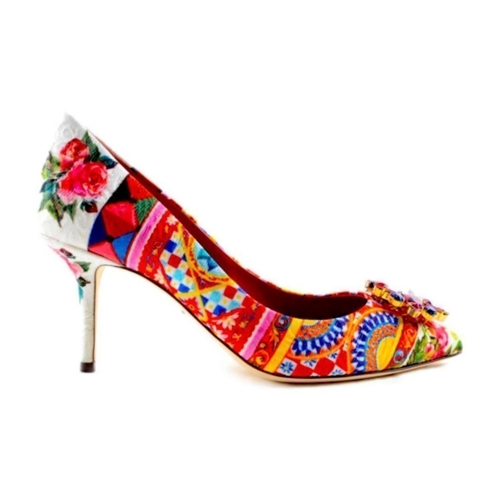 DOLCE & GABBANA MAMBO PRINT BROCADE PUMPS Size 5